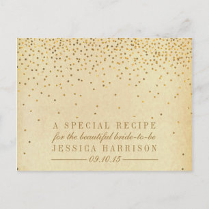 Vintage Goldconfetti-Brautparty-Rezept-Karten Einladungspostkarte