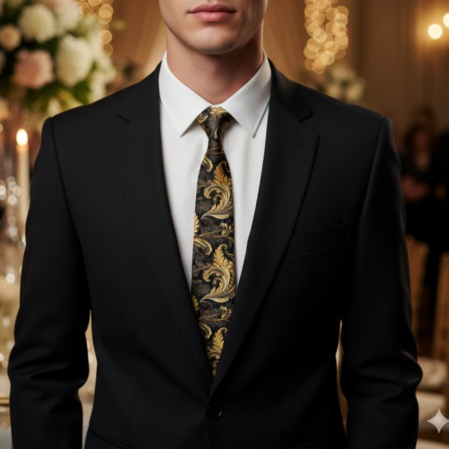 Vintage Golden Floral-Blätter Krawatte (Von Creator hochgeladen)