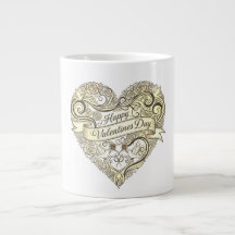 Vintage Golden Floral Heart Valentine's Day