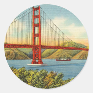 Vintage Golden Gate Bridge San Francisco Runder Aufkleber