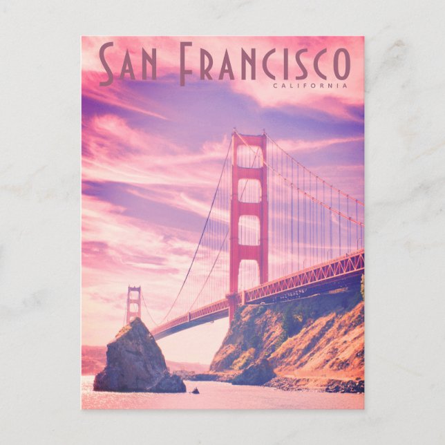 Vintage Golden Gate Bridge Travel Postkarte (Vorderseite)