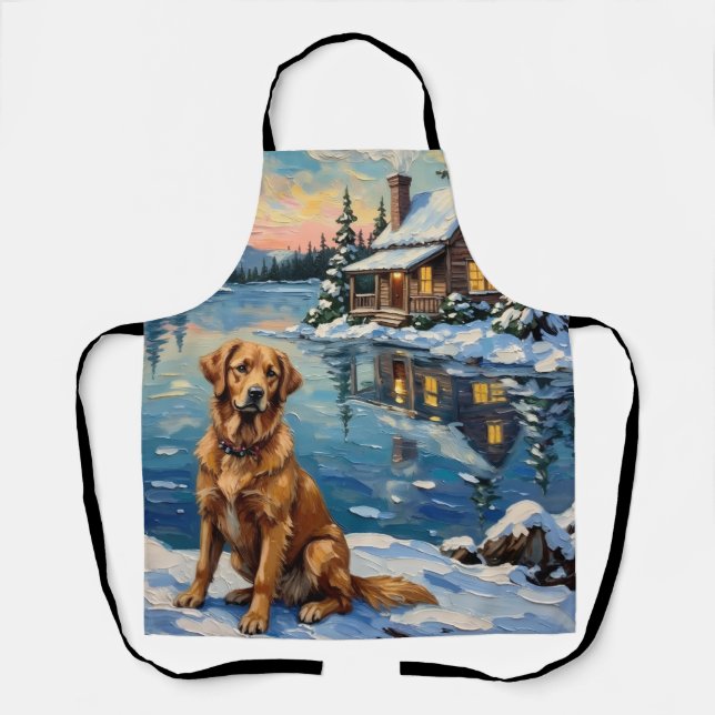 Vintage Golden Retriever by Lakeside Christmas Schürze (Vorderseite)