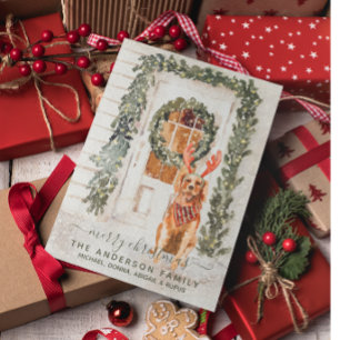 Vintage Golden Retriever im Schnee zur Weihnachtsz