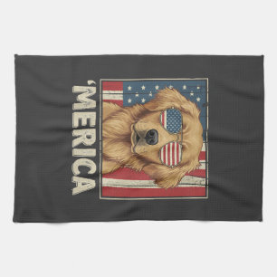 Vintage Golden Retriever 'Merica-Flagge Geschirrtuch