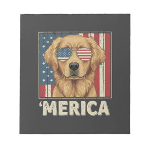 Vintage Golden Retriever 'Merica-Flagge Notizblock