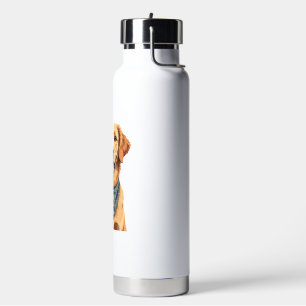 Vintage Golden Retriever-Porträt mit farbenfrohem Trinkflasche