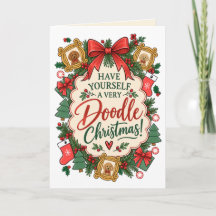 Vintage-Goldendoodle-Weihnachtsgrußkarte 