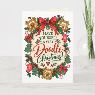 Vintage-Goldendoodle-Weihnachtsgrußkarte Feiertagskarte