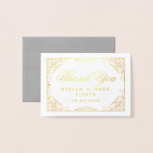 Vintage Goldene Art Deco Hochzeit Danke Folienkarte