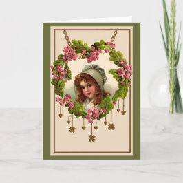Vintage Goldene Herzen & Kleeblatts - Karte