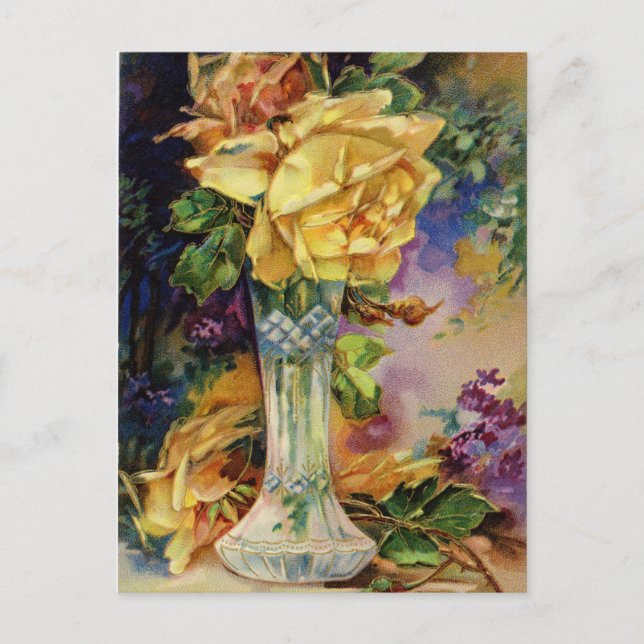 Vintage Goldene Rose Postkarte (Vorderseite)