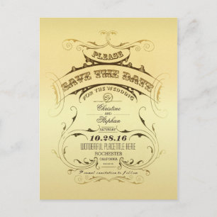 Vintage goldene Save the Date Postkarte