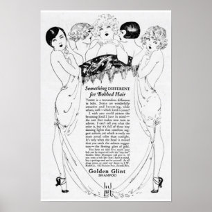 Vintage goldene Shampoo-Anzeige Poster