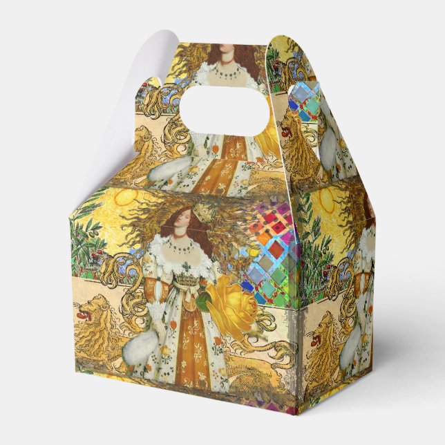 Vintage Goldene Sonne: Leo Zodiac Kunstgalerie Geschenkschachtel (Vorderseite)