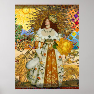 Vintage Goldene Sonne: Leo Zodiac Kunstgalerie Poster