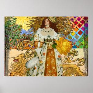 Vintage Goldene Sonne: Leo Zodiac Kunstgalerie Poster