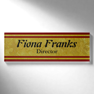 Vintage goldene Streifen - dunkelrot + Ihre Ideen Namenschild