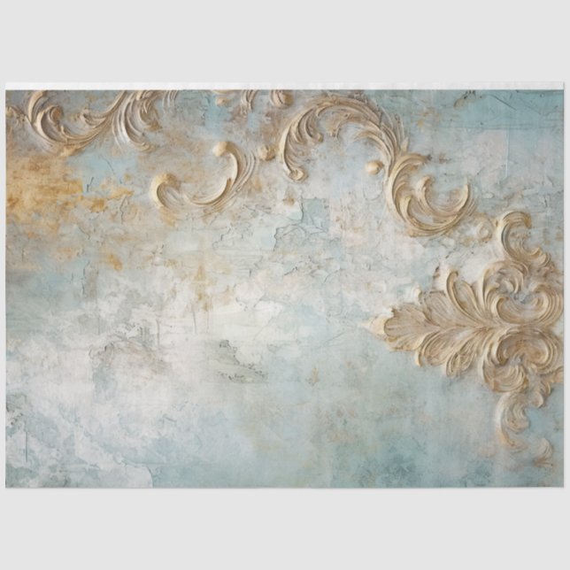 Vintage Goldfolie Barockschmuck Seidenpapier (Vorderseite)