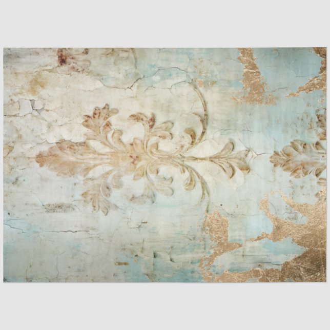 Vintage Goldfolie Barockschmuck Seidenpapier (Vorderseite)