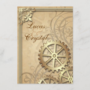 Vintage Goldgears Steampunk Hochzeit Einladung