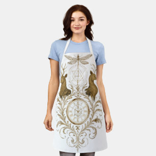 Vintage Goldhirsch und Libelle Ästhetik All-Over Schürze