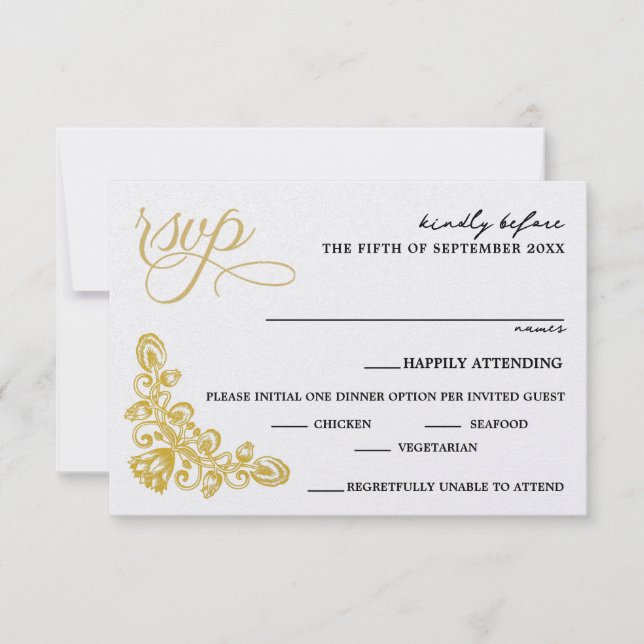 Vintage Goldküche RSVP Karte (Vorderseite)