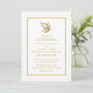 Vintage Goldmedaille-Glitzer-Butterfly-Hochzeit Einladung