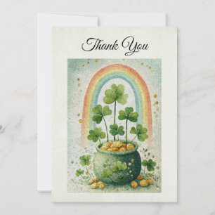Vintage-Goldtopf und Regenbogen Dankeskarte