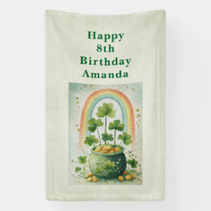 Vintage Goldtopf und Regenbogen-Geburtstag Banner