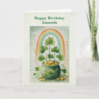 Vintage Goldtopf und Regenbogen Geburtstag