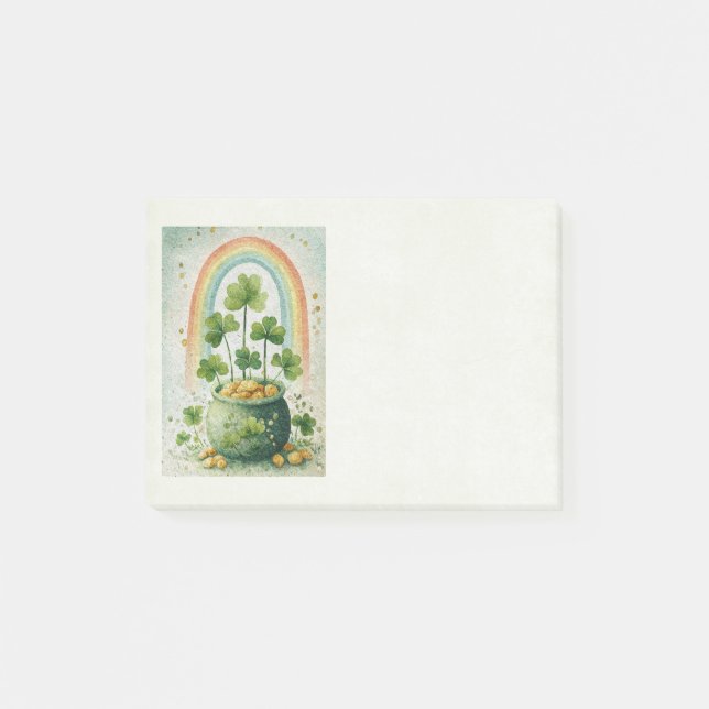 Vintage-Goldtopf und Regenbogen Post-it Klebezettel (Vorderseite)