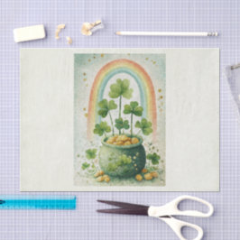 Vintage-Goldtopf und Regenbogen Seidenpapier