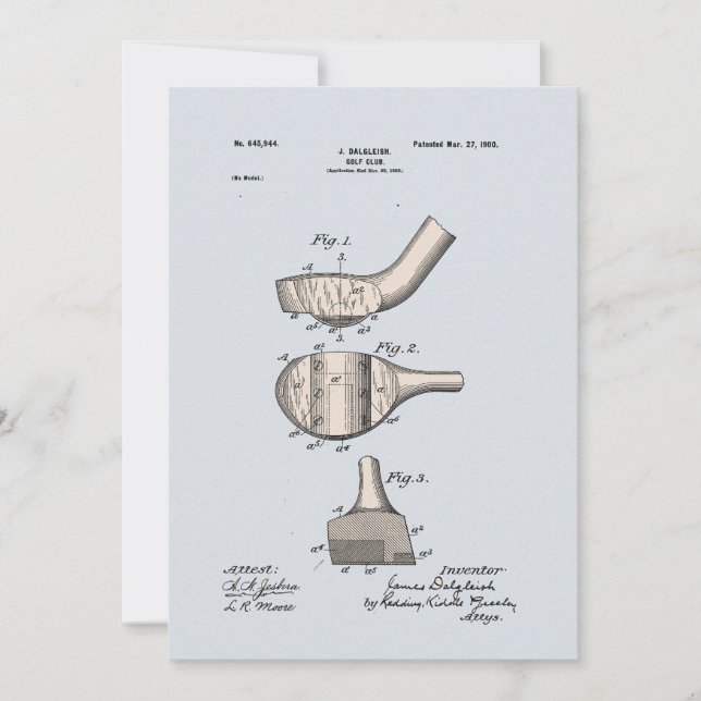 Vintage Golf Club Patent Blank Grußkarte (Vorderseite)