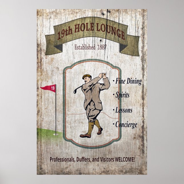 Vintage Golf Club Sign Poster (Vorne)