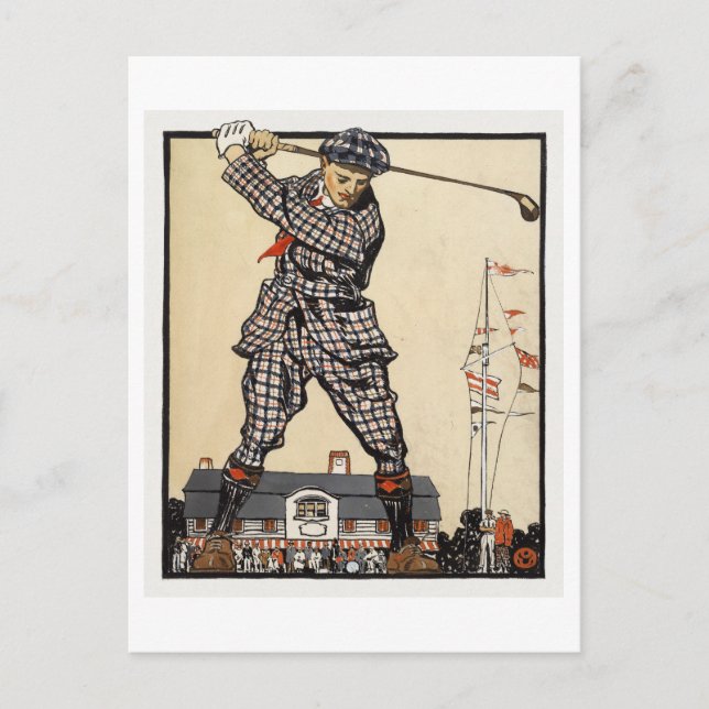 Vintage Golf Illustration nach Penfield Postkarte (Vorderseite)