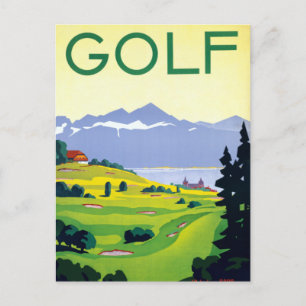 Vintage Golf Lausanne Schweiz Reise Postkarte