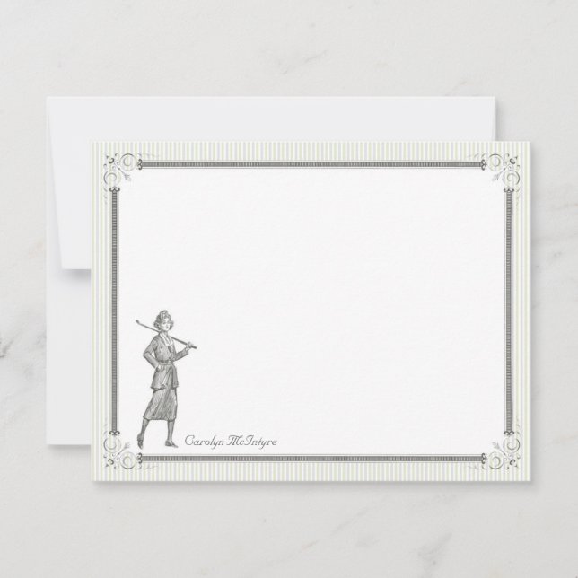 Vintage Golf Personalisiert Flat Mitteilungskarten (Vorderseite)