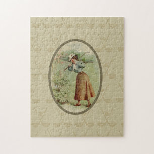 Vintage Golf spielende Dame Art