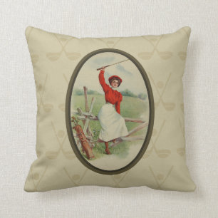 Vintage Golf spielende Dame Art (zwei) Kissen
