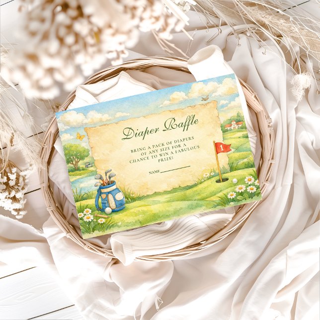 Vintage Golf Storybook Diapper Raffle Begleitkarte (Von Creator hochgeladen)
