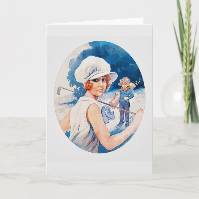 Vintage Golfer-Aquarellkarte Feiertagskarte (Vorderseite)