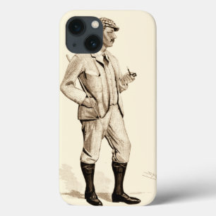 Vintage Golfer with Tobacco Pipe and Boots iPhone 13 Hülle