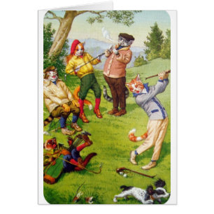 Vintage - Golfspielende Katzen,