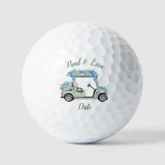 Vintage-Golfwagen Blaue Hortensie Monogramm-Golf  Golfball