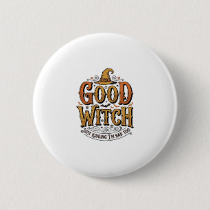 Vintage Good Witch Halloween-Schriftzug Design_1 Button