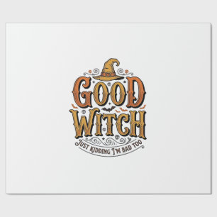 Vintage Good Witch Halloween-Typografie-Design_1 Geschenkpapier