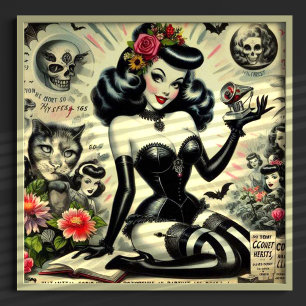 Vintage-Goth-Girl-Illustration Poster