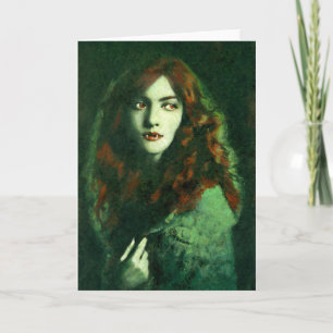 Vintage-Goth-Lady-Vampir-Grußkarte Karte