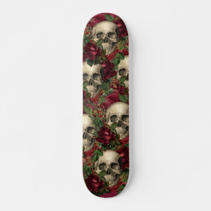 Vintage Goth Skulls und Rose Skateboard