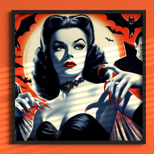 Vintage-Goth-Vampir-Frau Poster